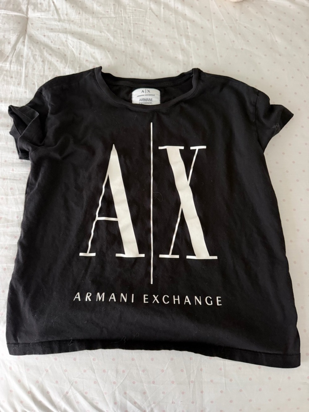 Armani Exchange Black Tee with White ICON Label